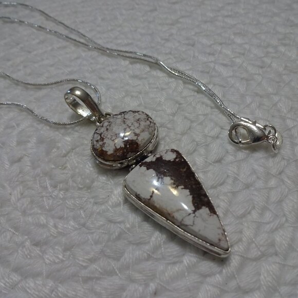 Natural WILD HORSE JASPER Handmade Sterling 925 Pendant/Chain #771C - Picture 1 of 3